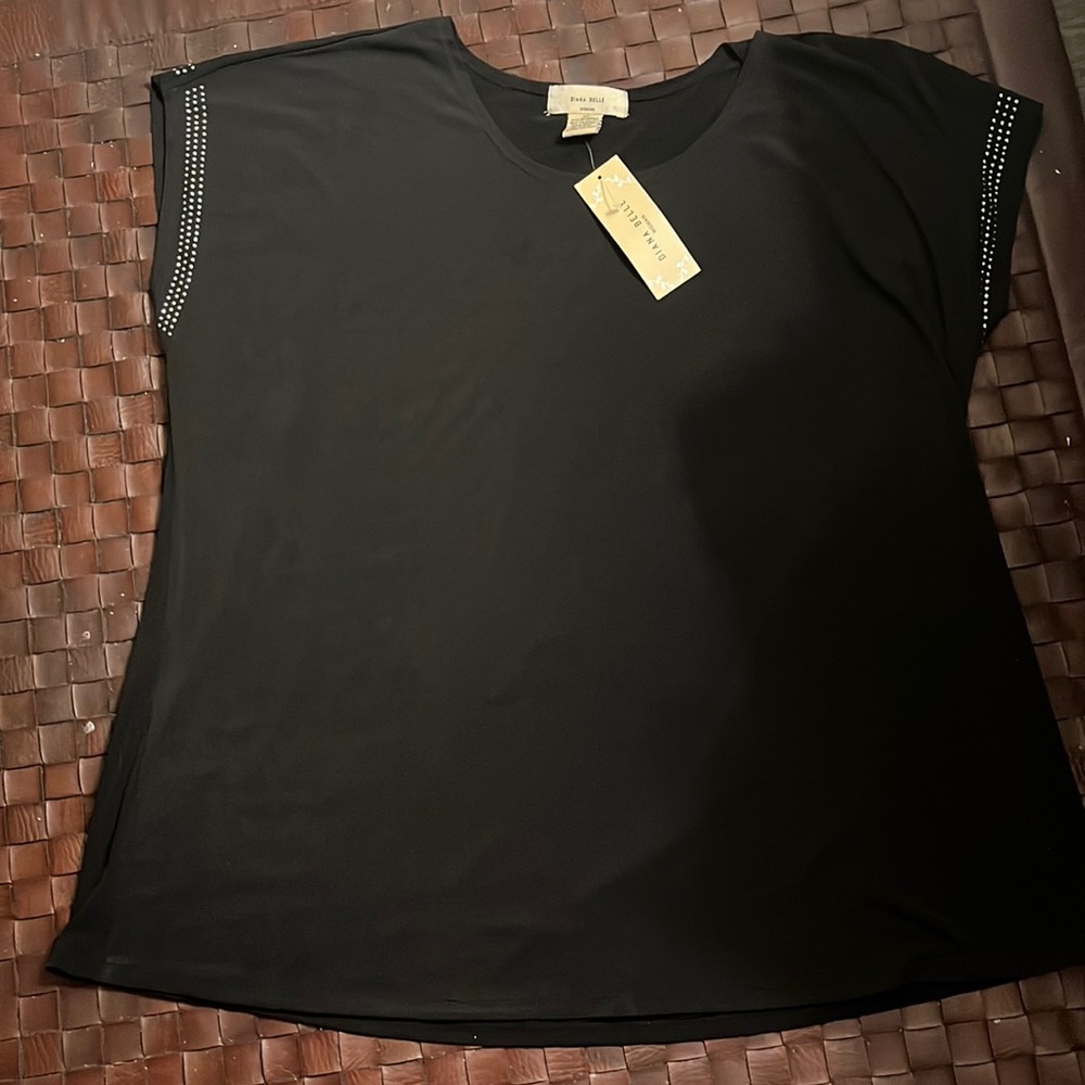 Diana Belle Woman Black Cap Sleeve Top Size 2x